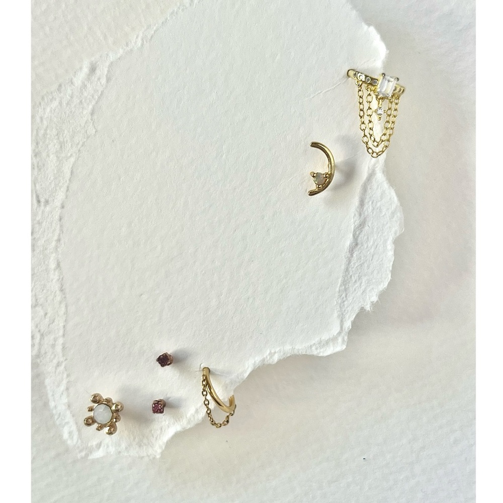 Gold Opal Crystal Earring Set